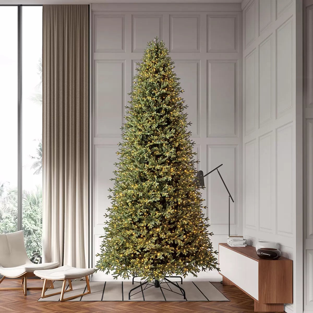 12ft (3.7m) Pre-Lit Aspen Artificial Christmas Tree With 4,430 Colour-Changing Radiant Micro Twinkle LED Lights