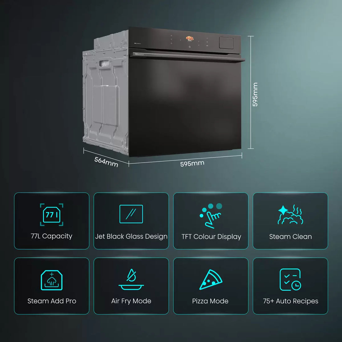 Hisense Hi8 BlackLine BAS6PH8BUKWF Built In Electric Pyrolytic, Single Oven