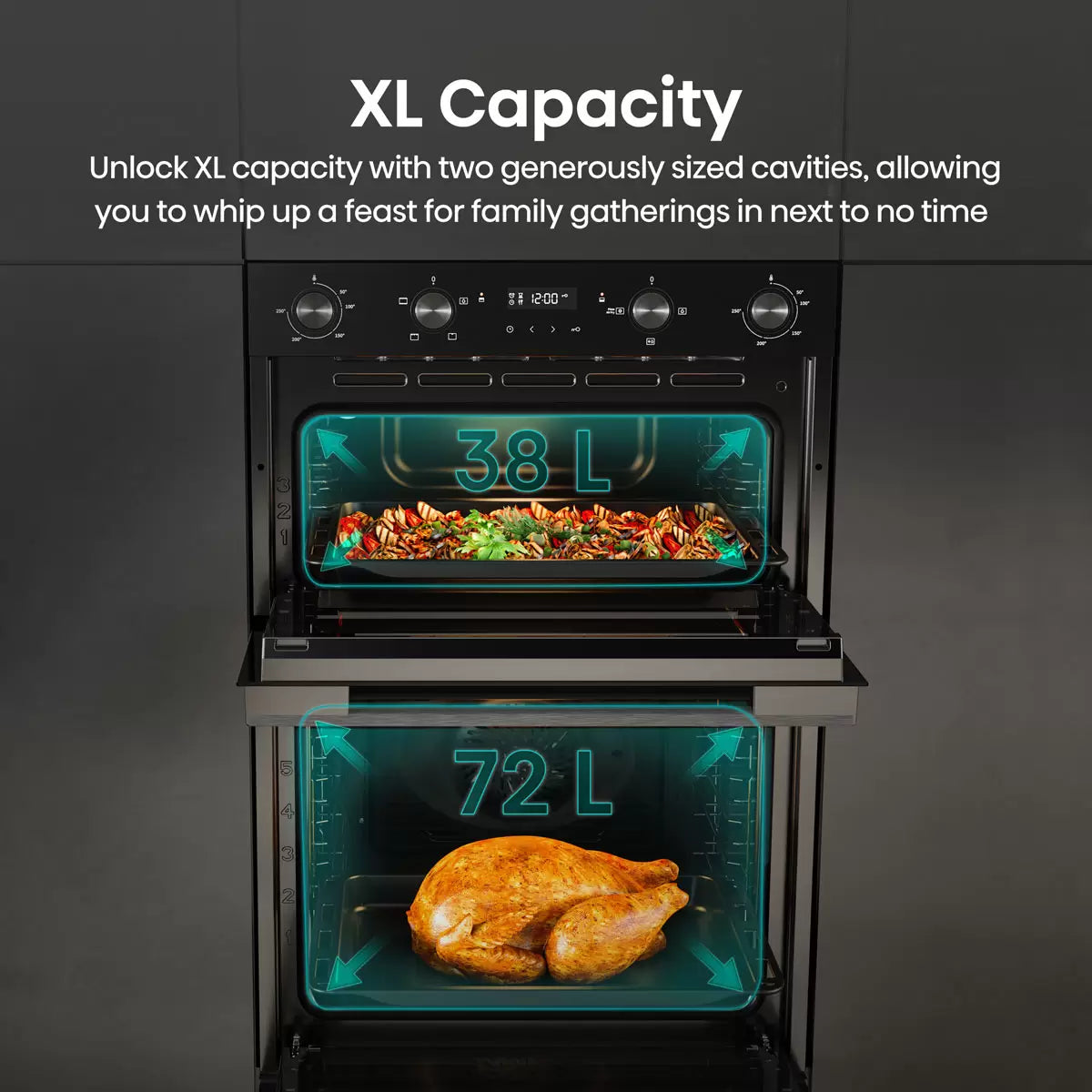 Hisense Hi6 BID914221CDBG Electric Built-in Double Oven, A Rated in Black