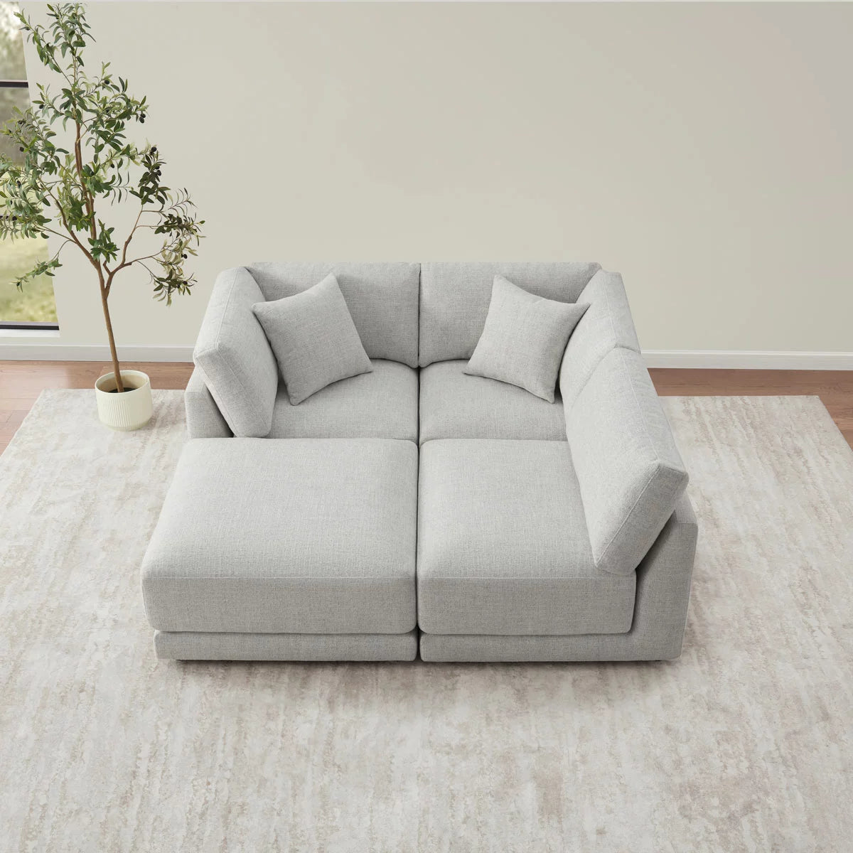 Aiden & Ivy Dayna Grey Fabric 4 Piece Modular Sofa