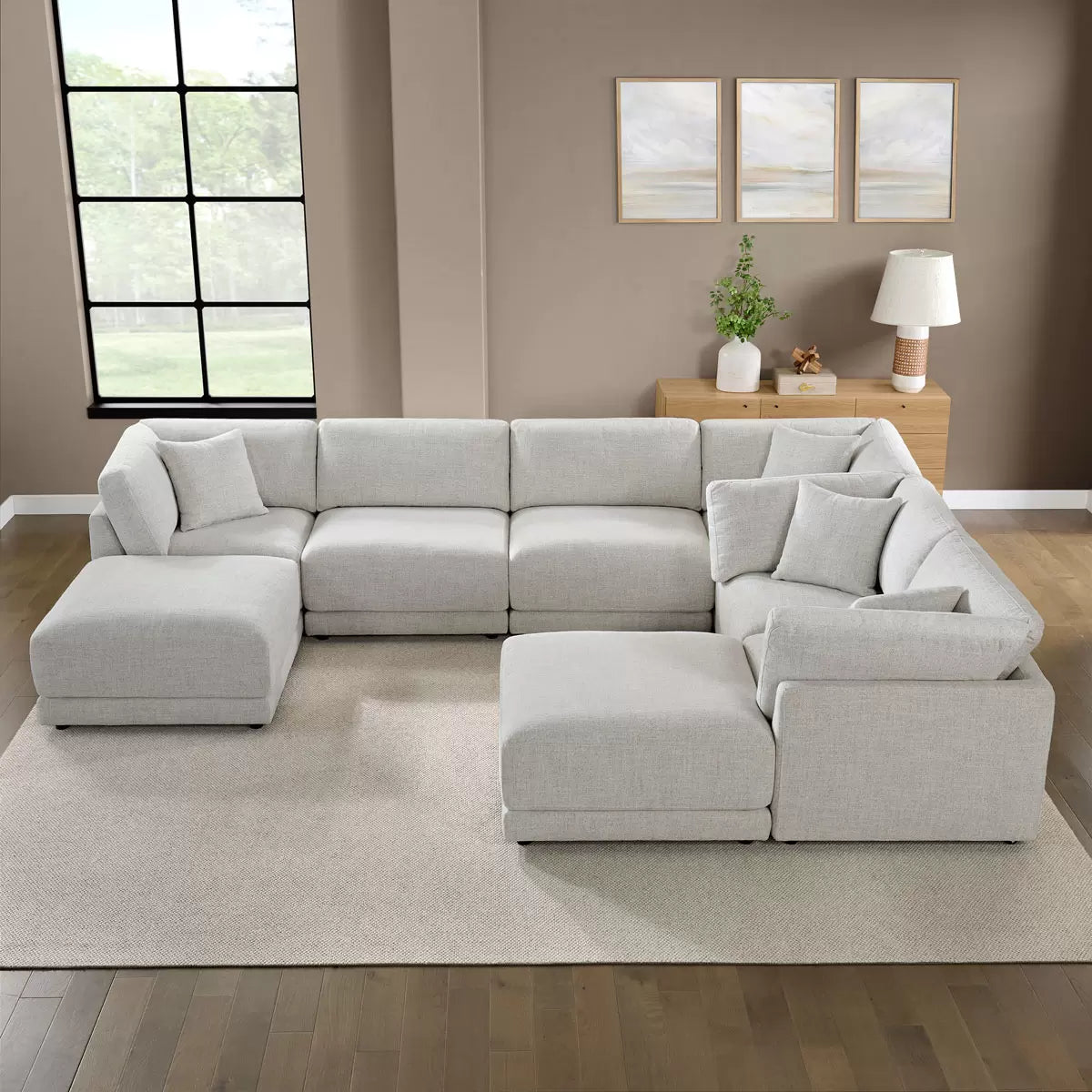 Aiden & Ivy Dayna Grey Fabric 8 Piece Modular Sofa