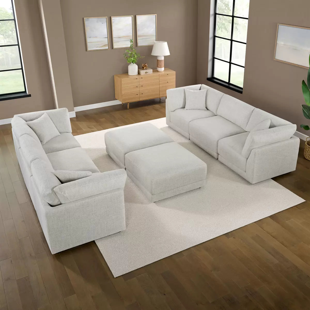 Aiden & Ivy Dayna Grey Fabric 8 Piece Modular Sofa