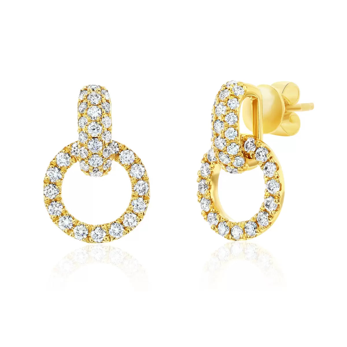 0.80ctw Round Brilliant Cut Diamond Earrings, 14ct Yellow Gold