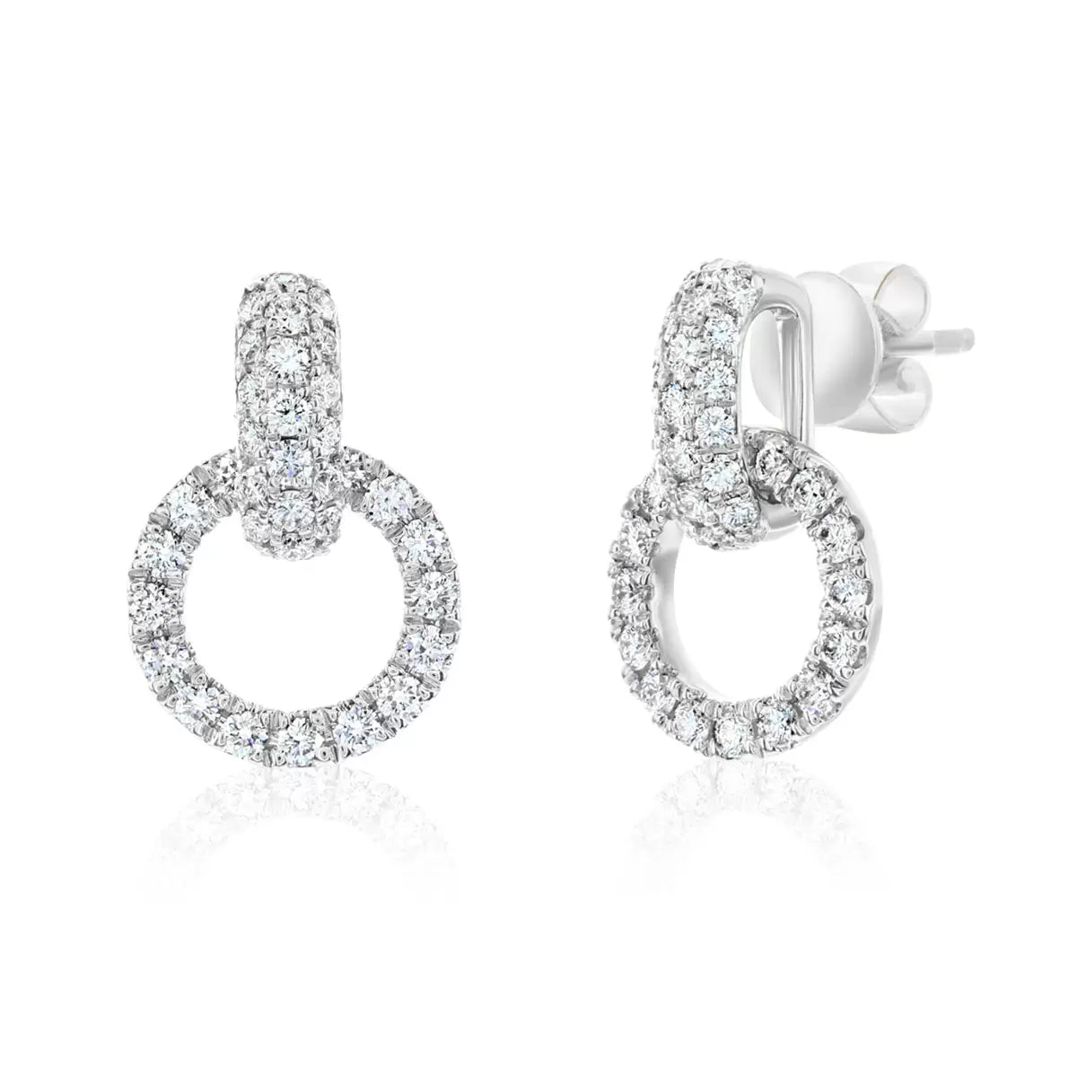 0.80ctw Round Brilliant Cut Diamond Earrings, 14ct White Gold