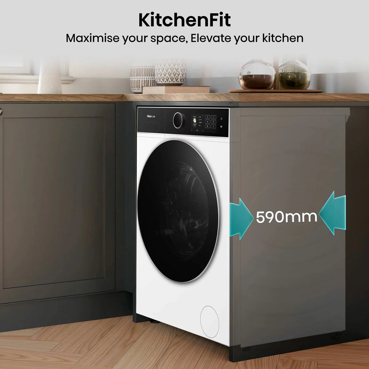Hisense KitchenFit 5i Series WF5I1245BWR, 12kg Washing Machine, A Rated in White