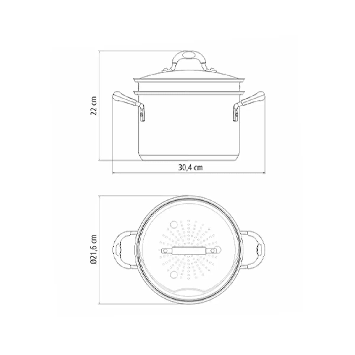 Tramontina Stainless Steel Steamer Set, 20cm / 3.4L