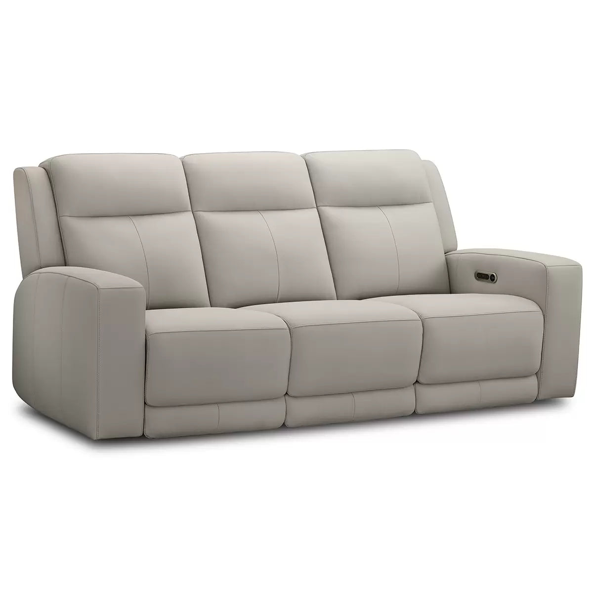 Simon Li Wren Light Grey Leather Power Reclining 3 Seater Sofa with Power