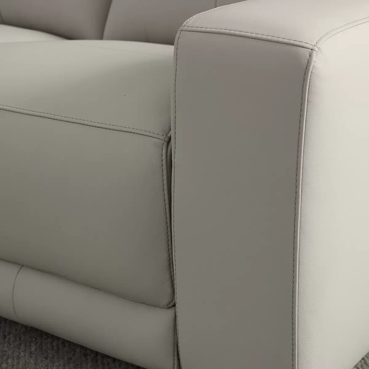 Simon Li Wren Light Grey Leather Power Reclining 3 Seater Sofa with Power