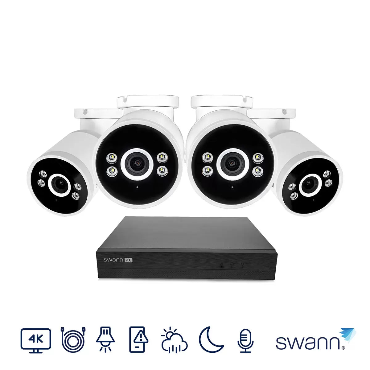 Swann 4K NVR 8 x Channel / 4 x NHD-ADVANXB Bullet Cameras with 1TB HDD