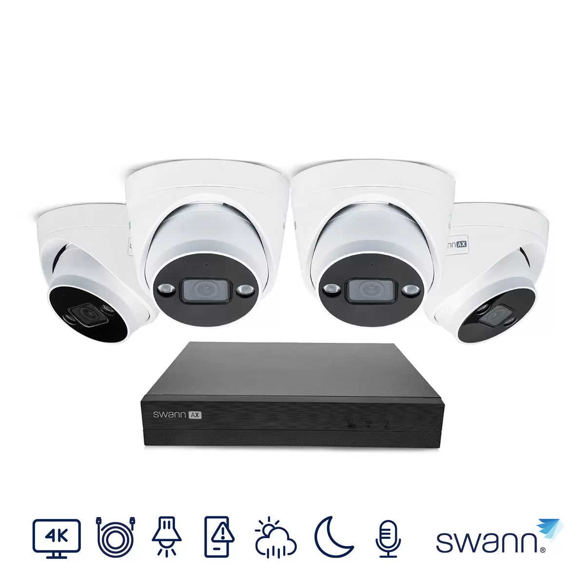 Swann 4K NVR 8 x Channel / 4 x NHD-ADVANXB Dome Cameras with 1TB HDD