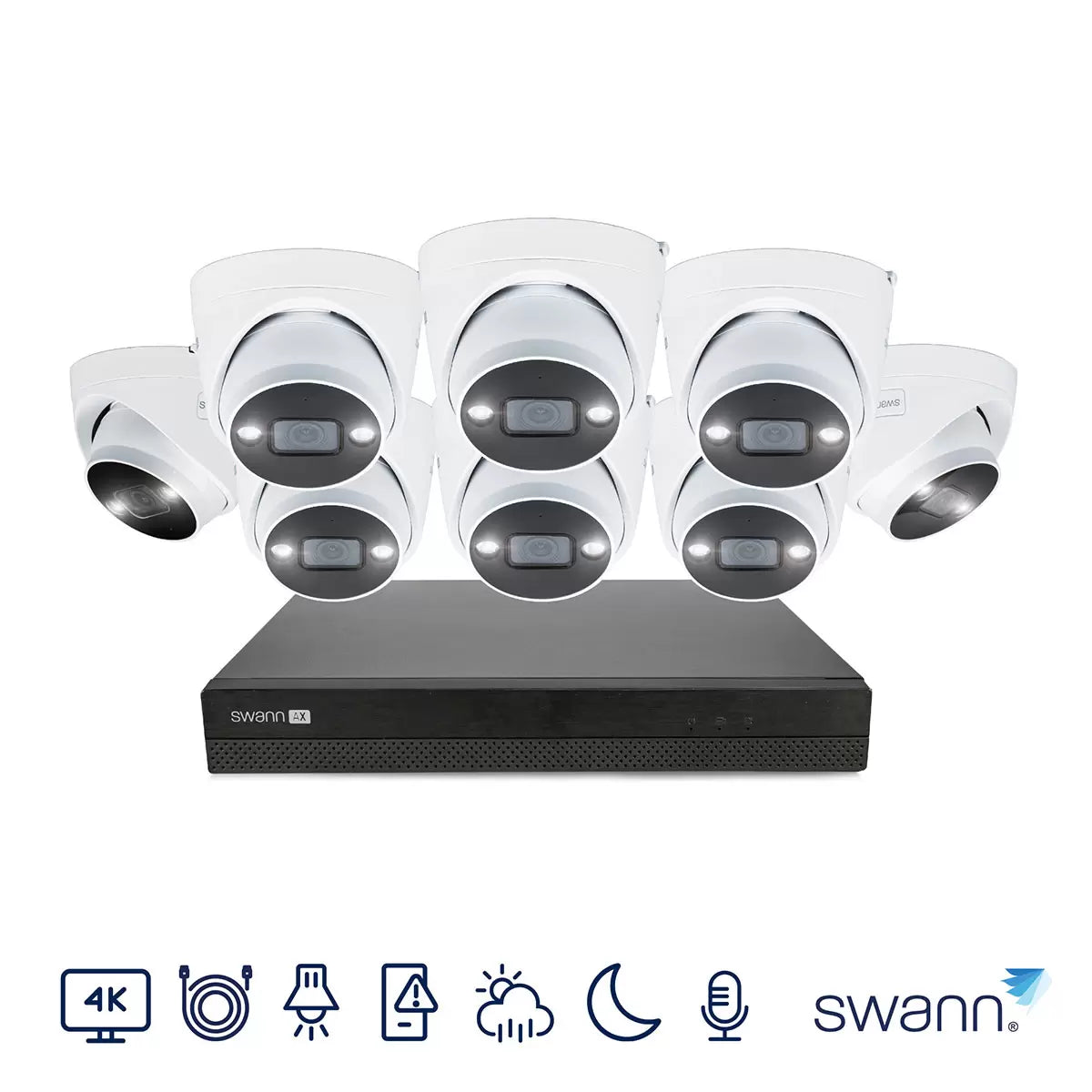Swann 4K NVR 16 x Channel / 8 x NHD-ADVANXD Dome Cameras with 2TB HDD SWNVK-16ADVANX8B-EU