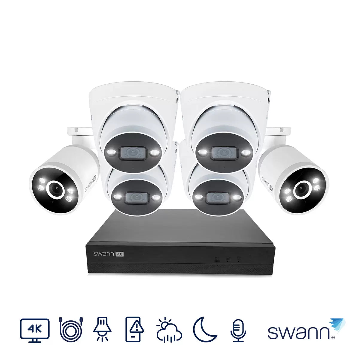 Swann 4K NVR 8 x Channel / 4 x NHD-ADVANCXD Dome & 2 x NHD-ADVANCXB Bullet Cam