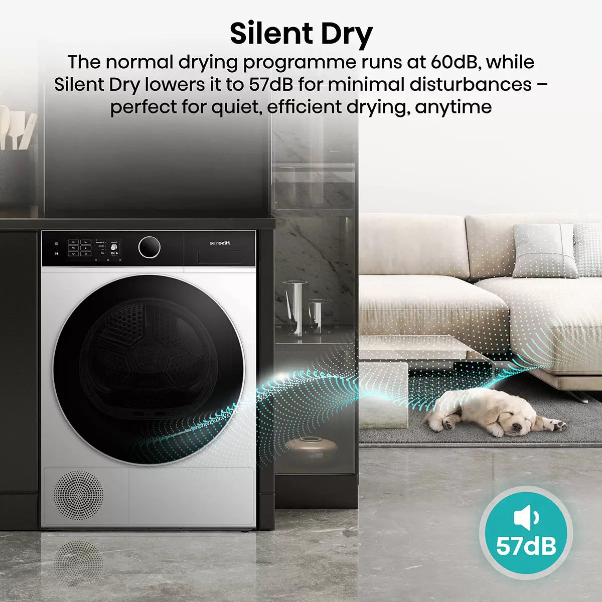 Hisense KitchenFit 5i Series DH5i104BWAB, 10kg Heat Pump Dryer, A+++ Rated