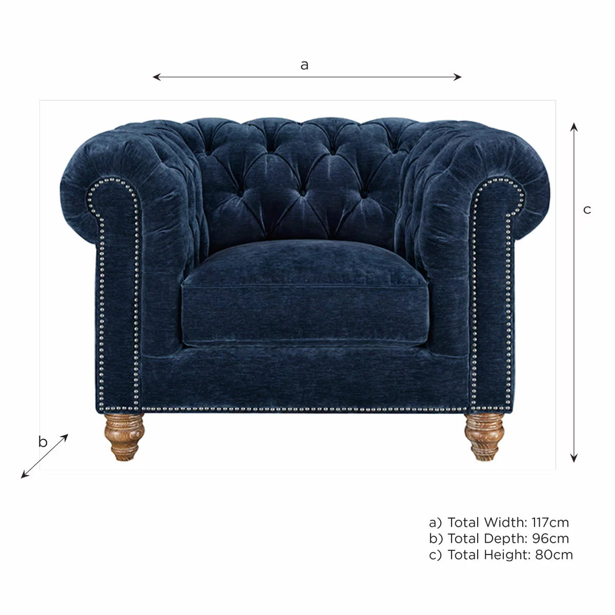 Allington Navy Fabric Chesterfield Armchair