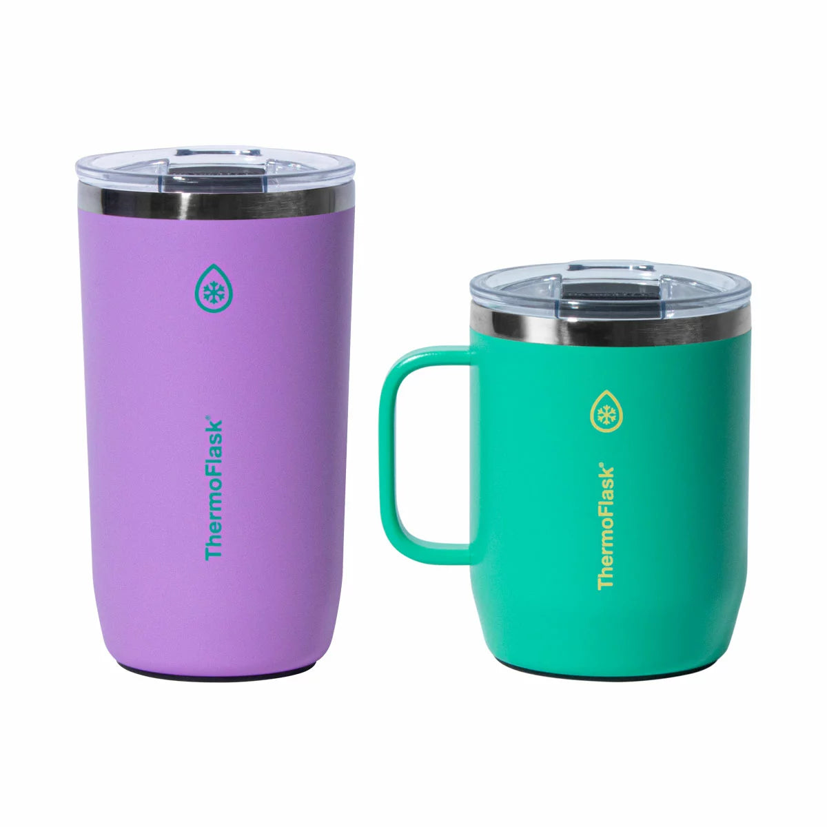 ThermoFlask Coffee and Mug Set in Purple & Green