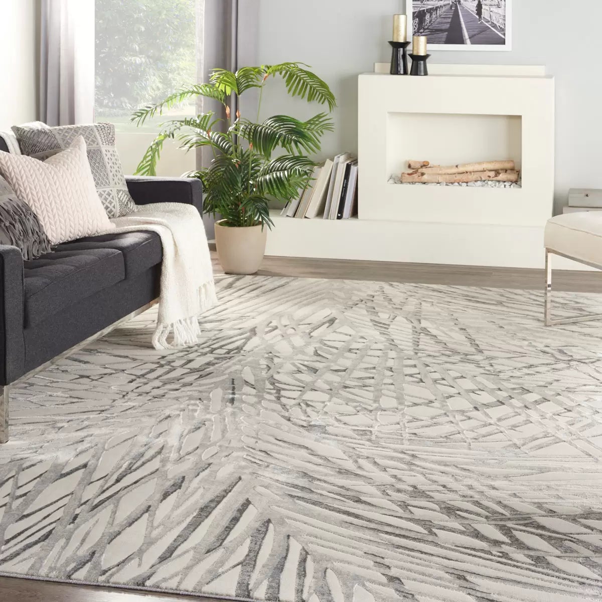 Rustic Textures Ivory & Grey Rug, 320 x 240 cm