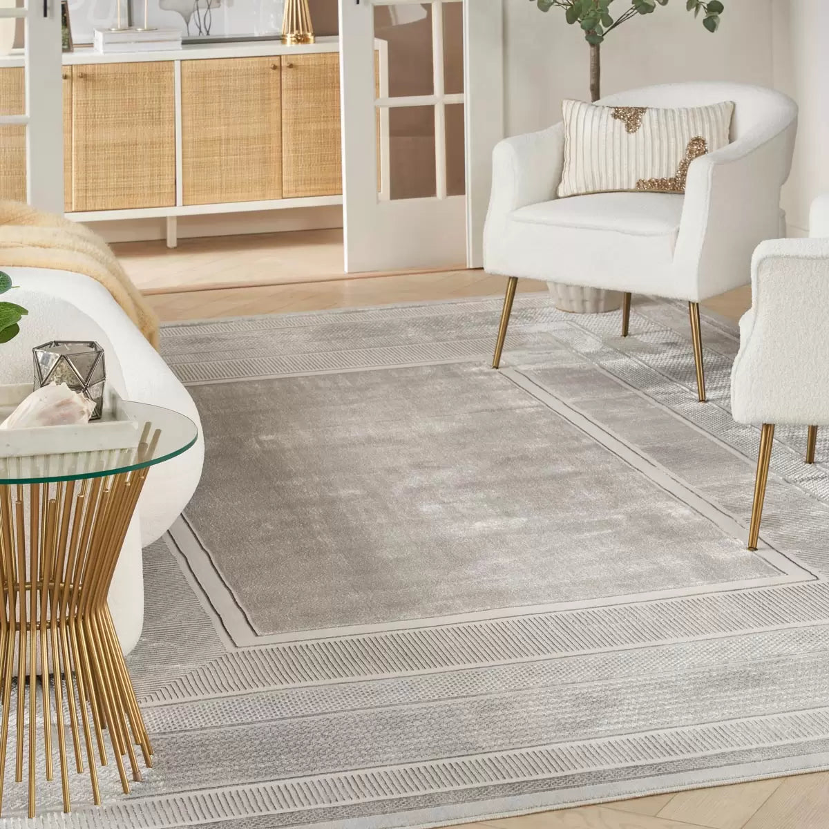 Glitz Silver Border Rug in 3 Sizes