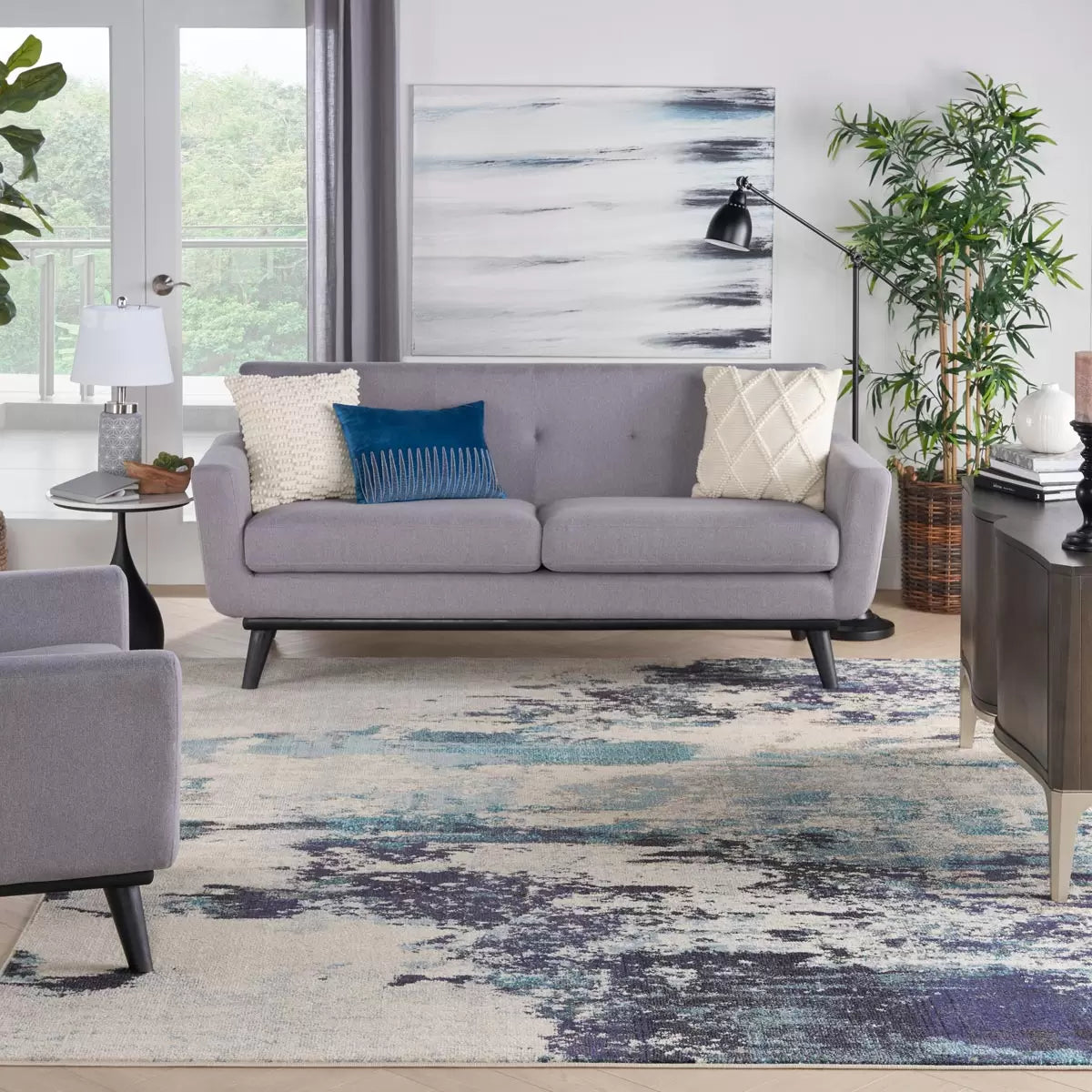 Celestial Ivory Blue Rug in 4 Sizes