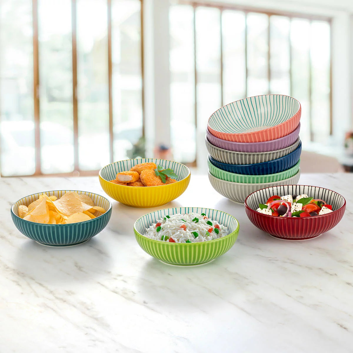 Signature Housewares Stoneware Bowls, 10 Piece