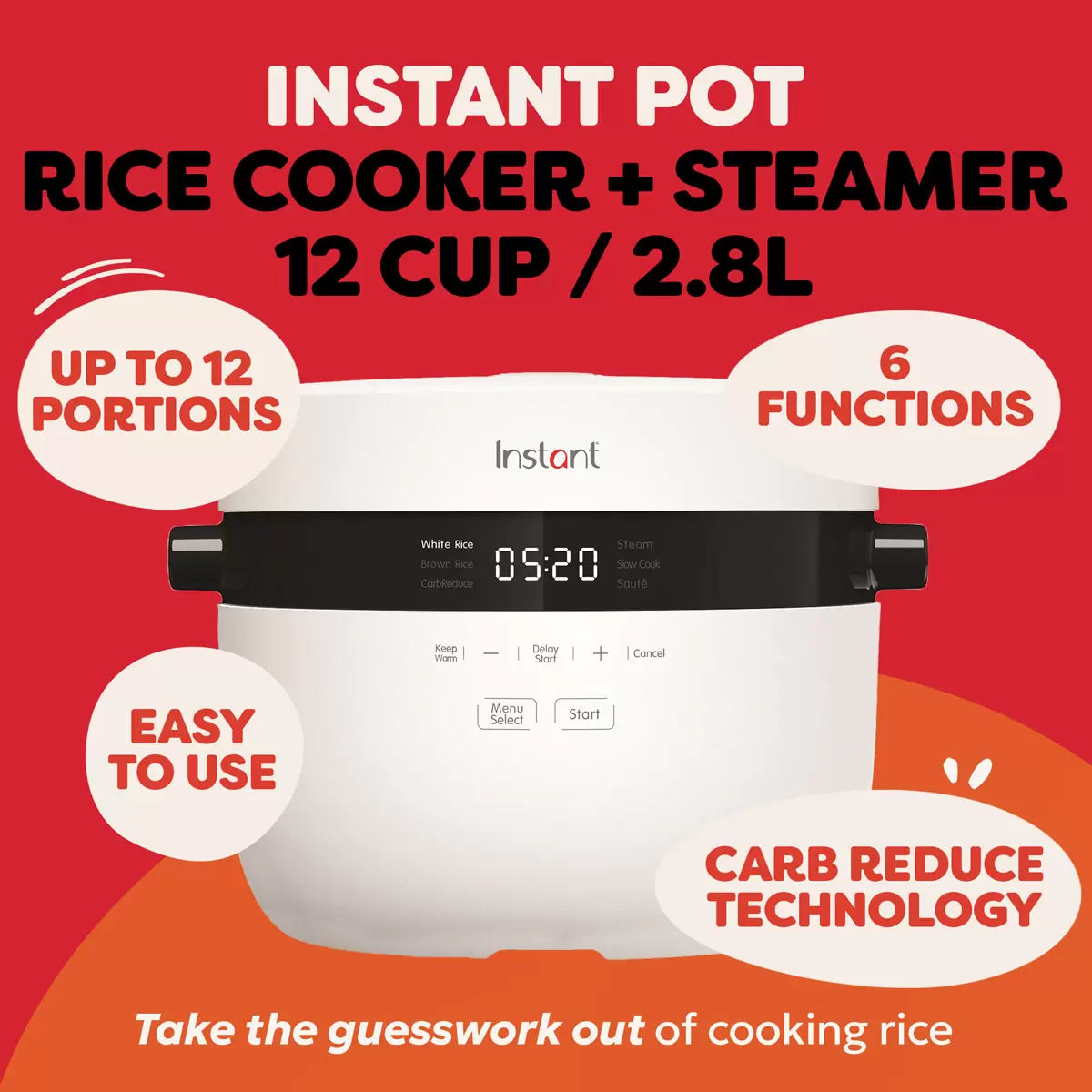 Instant Rice Cooker and Steamer 12-Cup / 2.8L