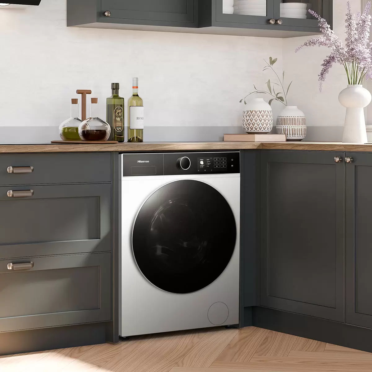 Hisense KitchenFit 5i Series WD5I1245BWR, 12kg/ 8kg Washer Dryer, D Rated