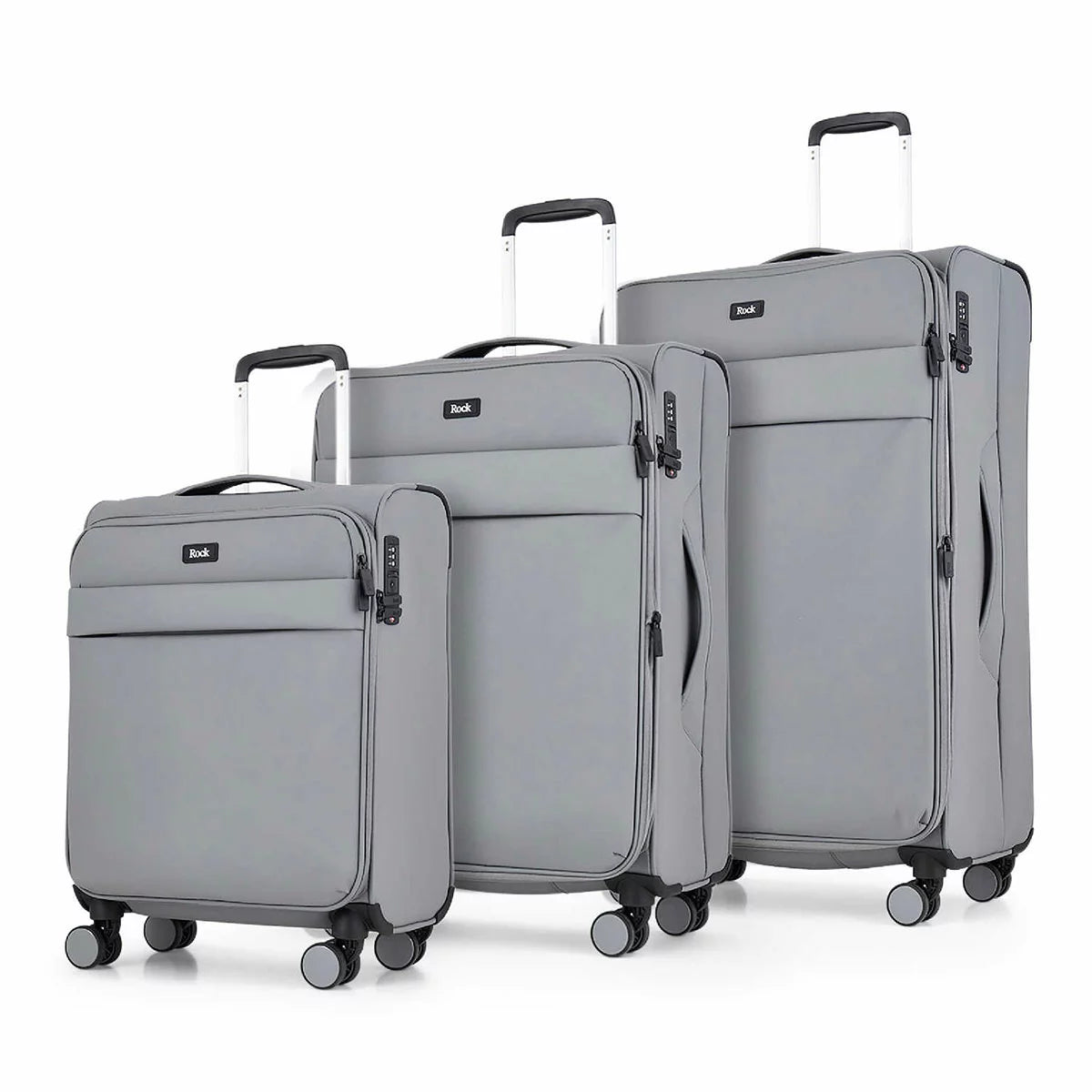 Rock Harper 3 Piece Softside Luggage Set In Grey