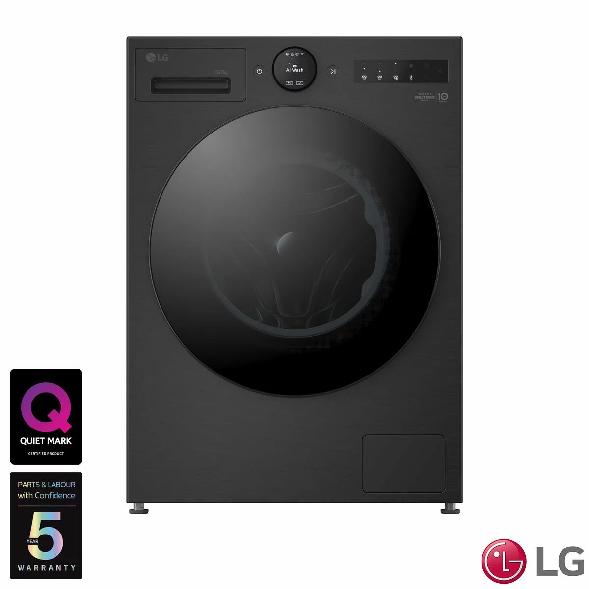LG W4X7537TBB, 13kg/7kg Washer Dryer, D Rated in Black