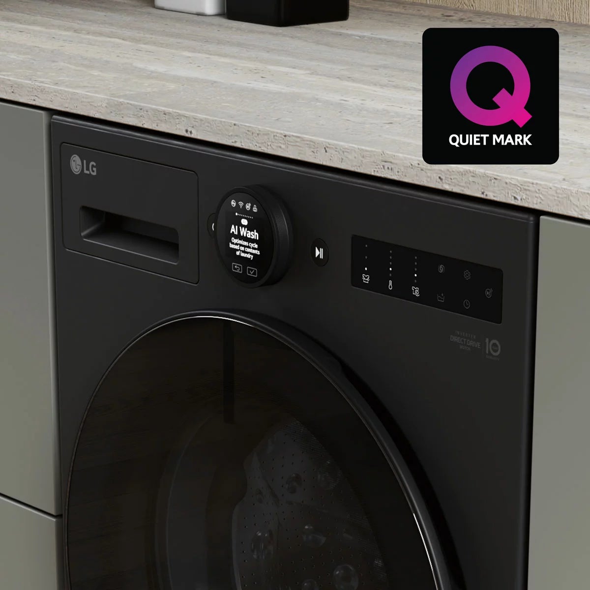 LG W4X7537TBB, 13kg/7kg Washer Dryer, D Rated in Black, view 3