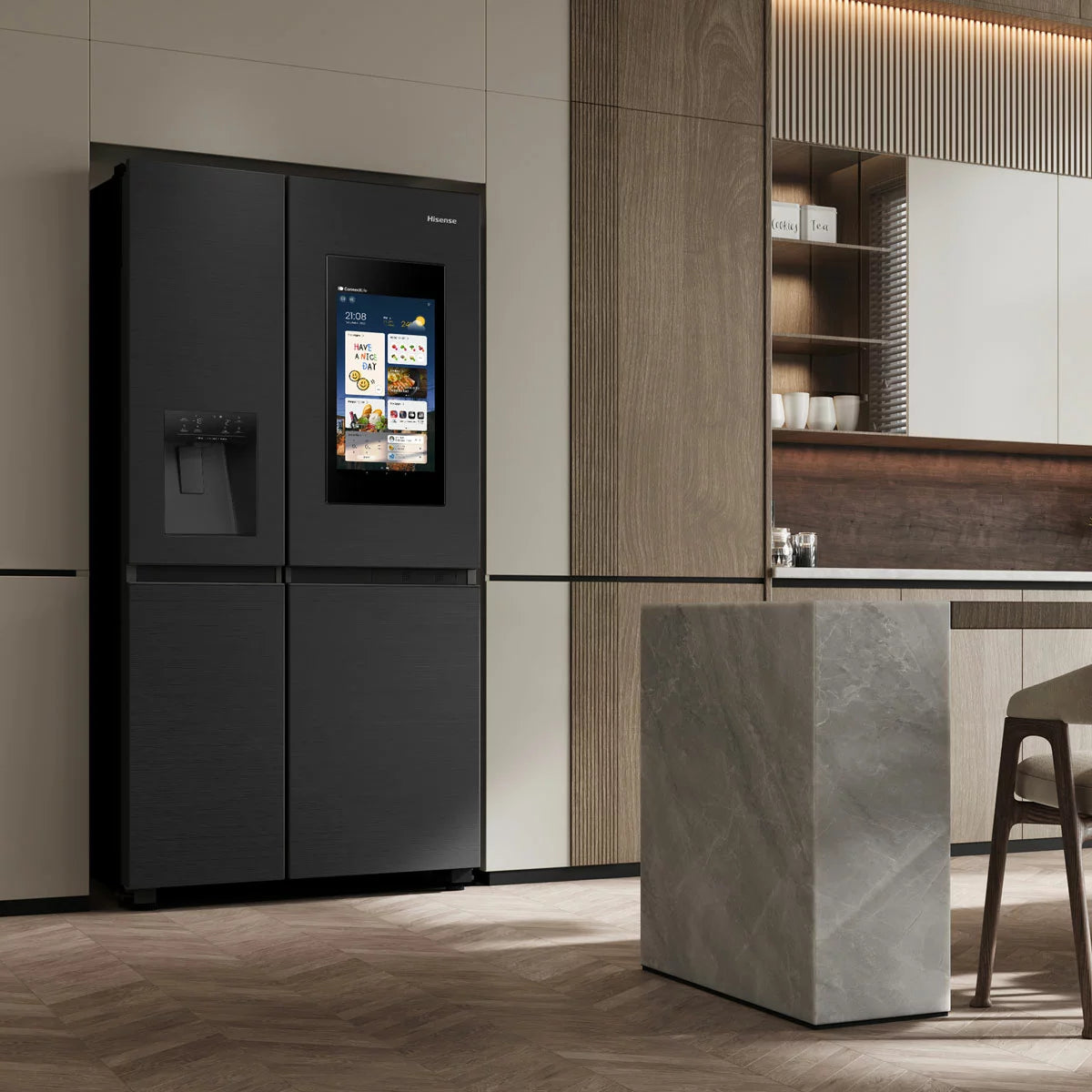 Hisense PureFlat Eclipse RS9P628GPFE, Plumbed Multidoor Fridge Freezer, E Rated