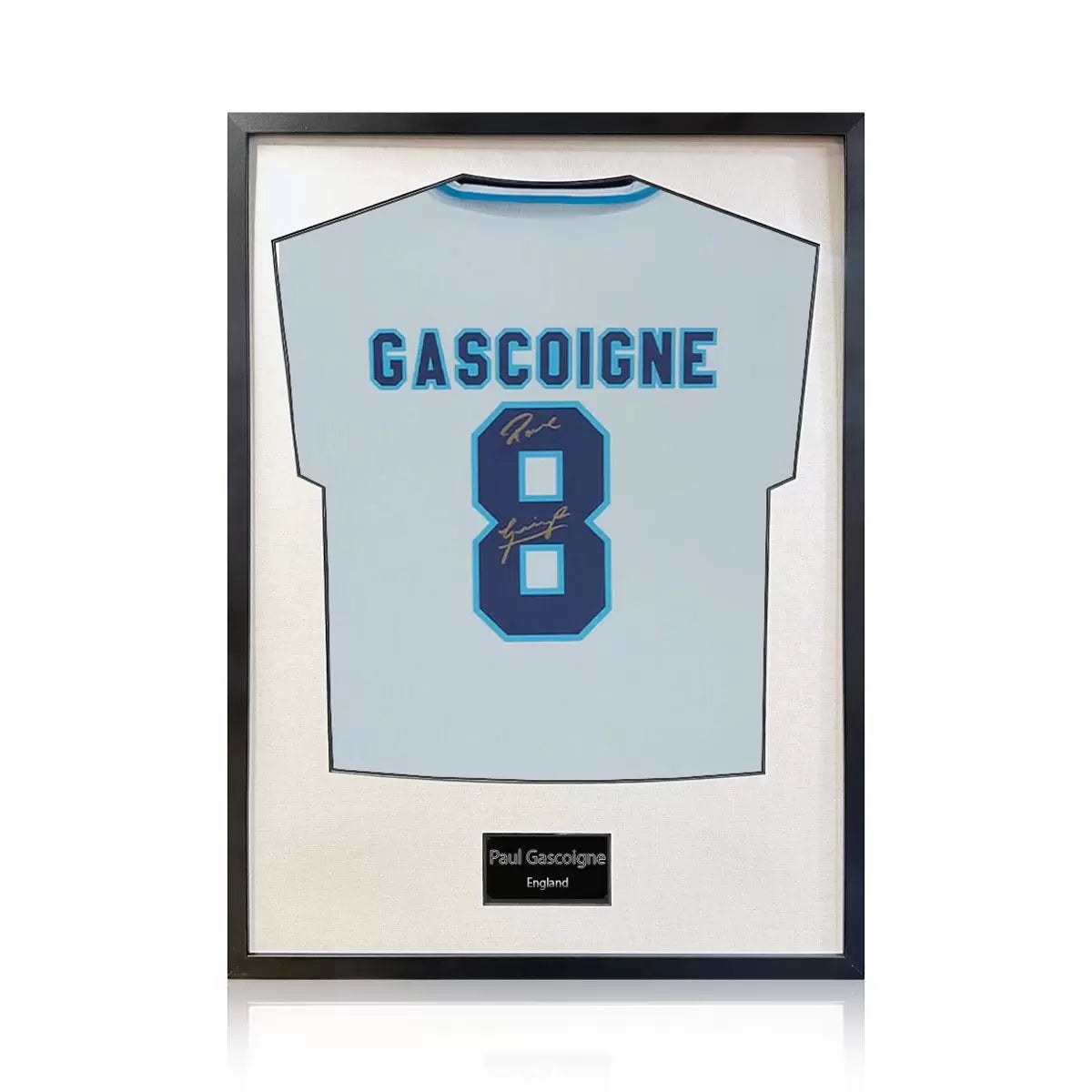 Paul Gascoigne Signed Framed England Football Shirt in 2 Options: White or Black Mount, view 7