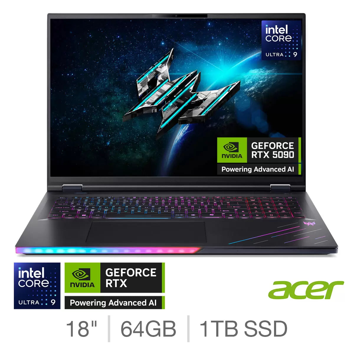 Acer Predator Helios 18 AI, Intel Core Ultra 9, 64GB RAM, 1TB SSD NVIDIA GeForce