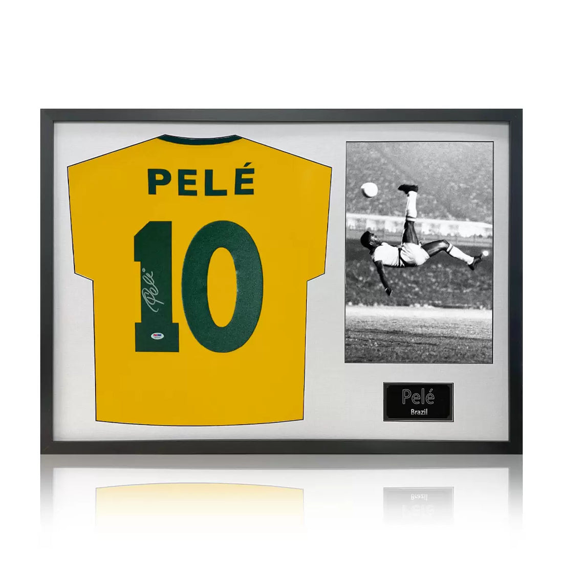 Pele Signed Framed Brazil Football Shirt including 1 Photo in 2 Options: White