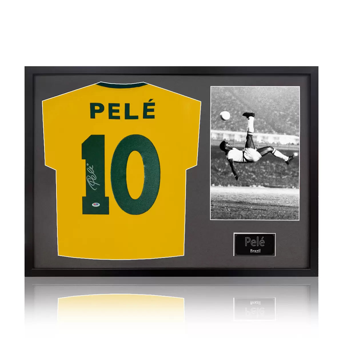 Pele Signed Framed Brazil Football Shirt including 1 Photo in 2 Options: White