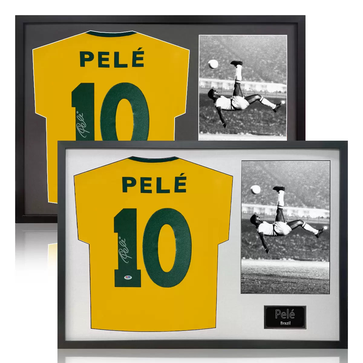 Pele Signed Framed Brazil Football Shirt including 1 Photo in 2 Options: White