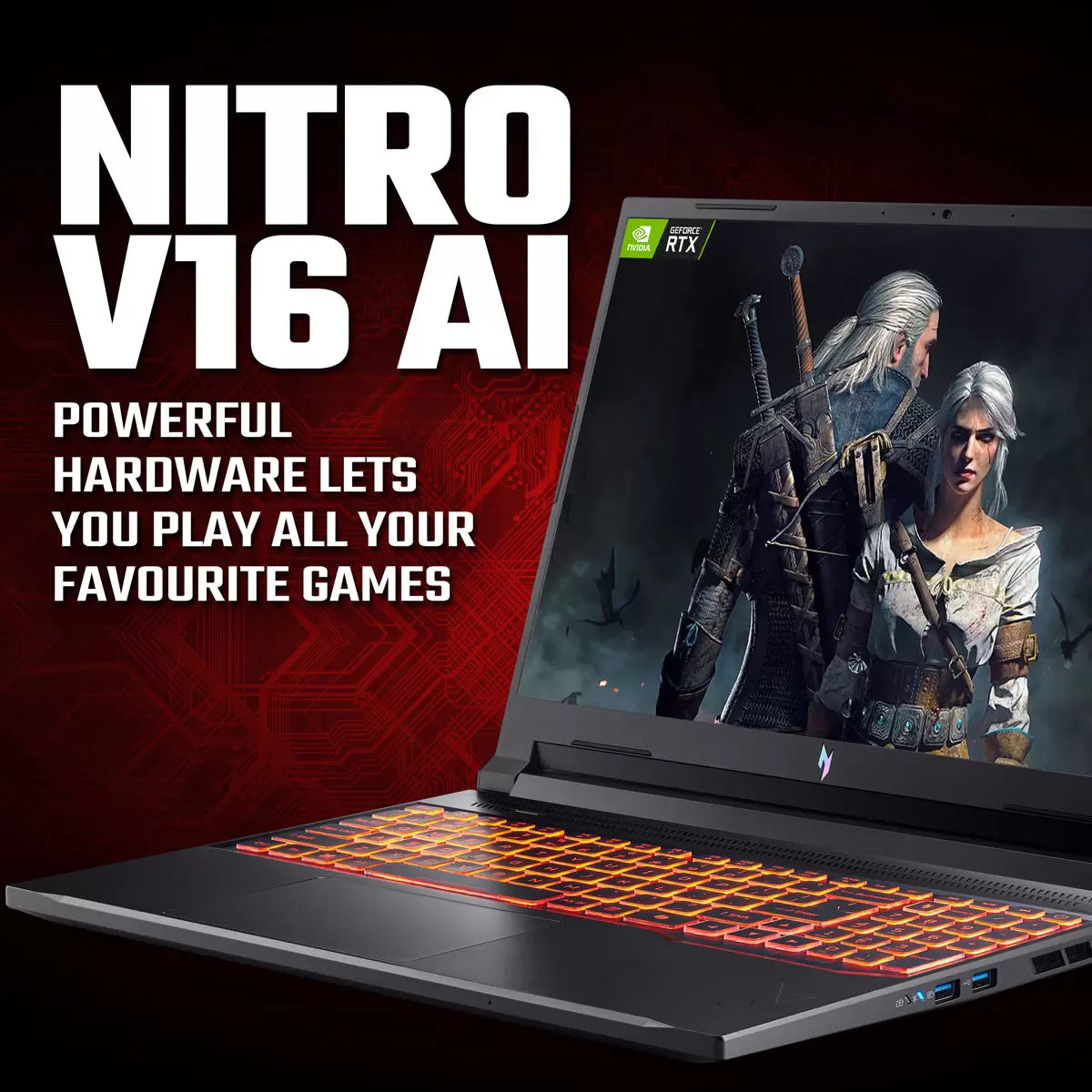 Acer Nitro V16 AI, AMD Ryzen 7, 16GB RAM, 512GB SSD, NVIDIA GeForce RTX 5060, 16 Inch Gaming Laptop, NH.QYXEK.005