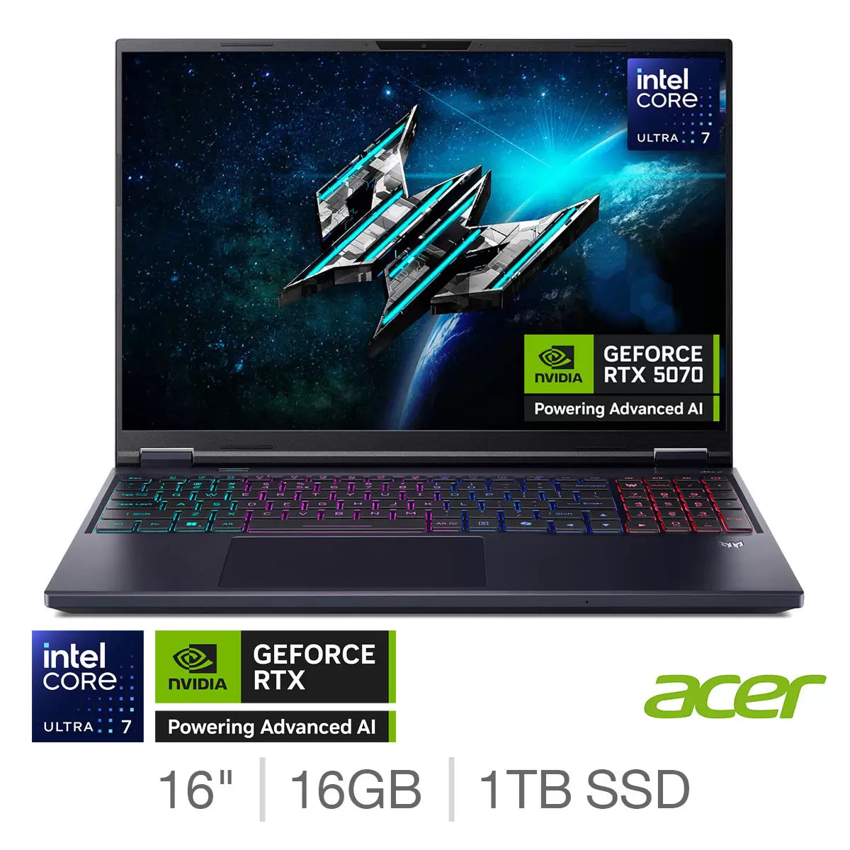 Acer Predator Helios NEO 16 AI, Intel Core Ultra 7, 16GB RAM, 1TB SSD, NVIDIA