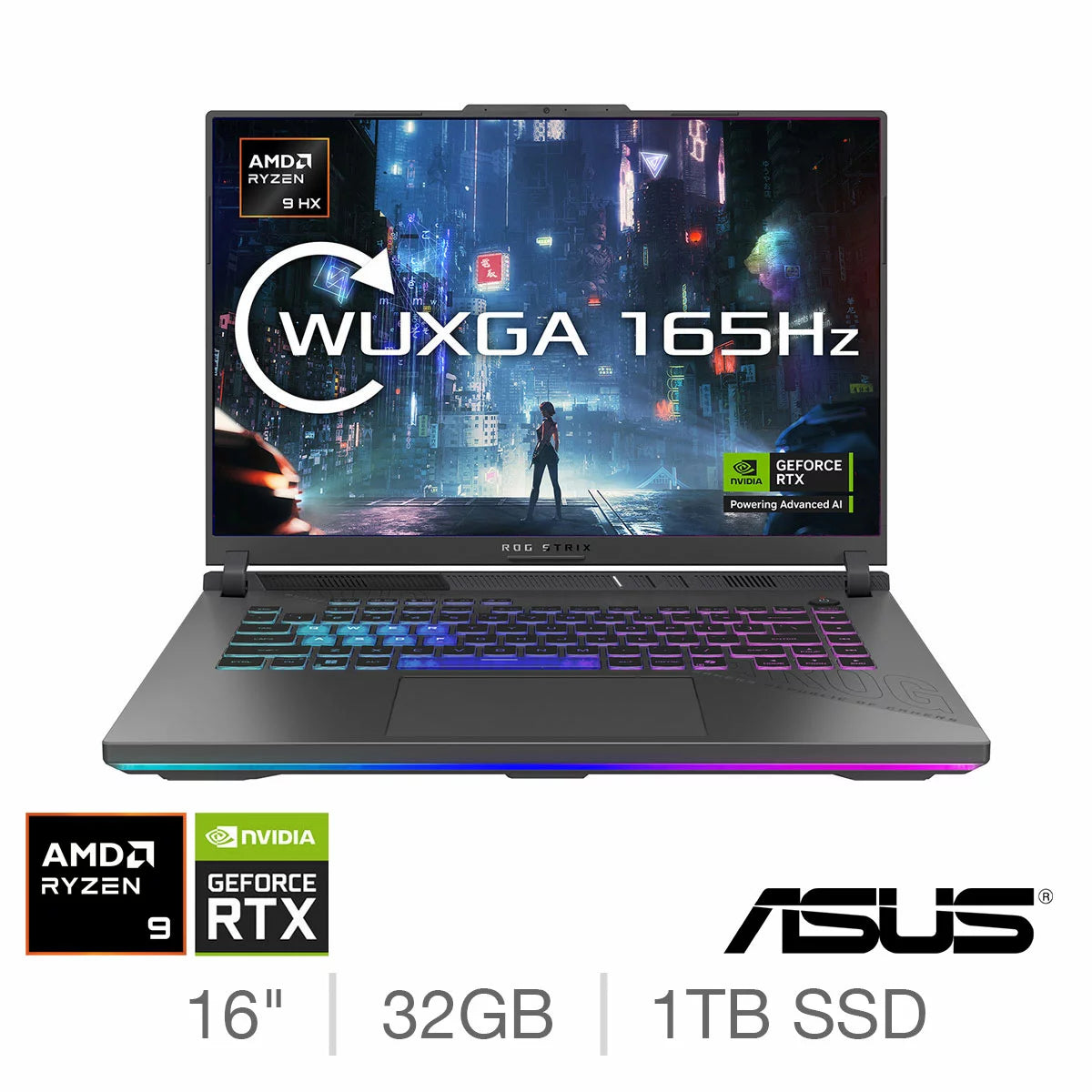 ASUS ROG Strix G16, AMD Ryzen 9, 32GB RAM, 1TB SSD, NVIDIA GeForce RTX 5060, 16