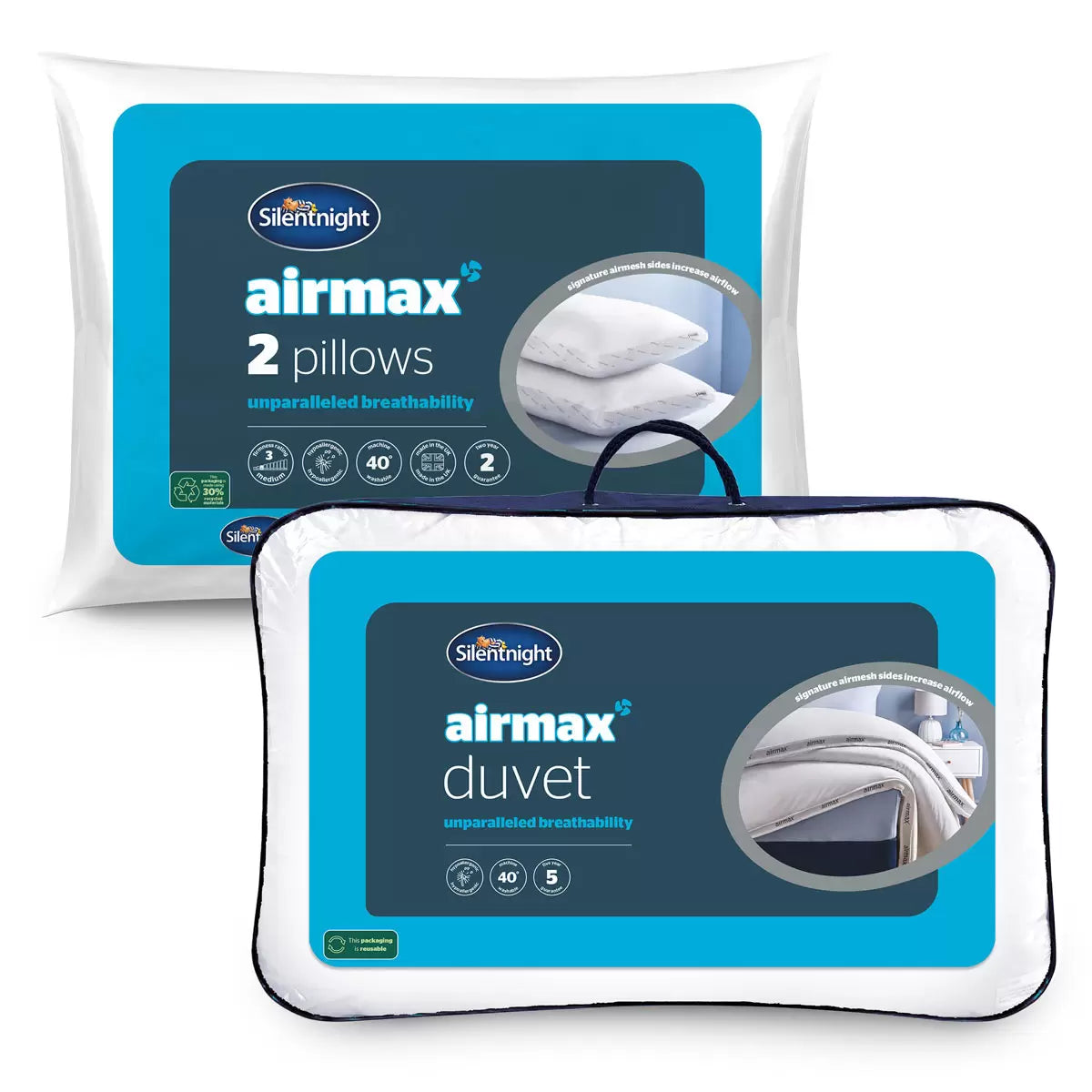 Silentnight Airmax 10.5 Tog Duvet & Pillow Pair Bundle in 3 Sizes