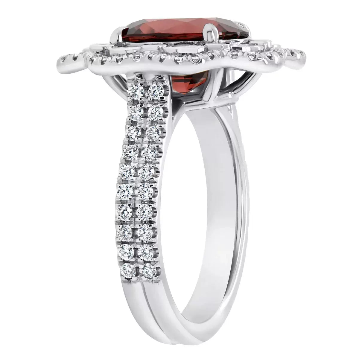 Oval Cut Spinel & 0.80ctw Diamond Halo Ring, Platinum