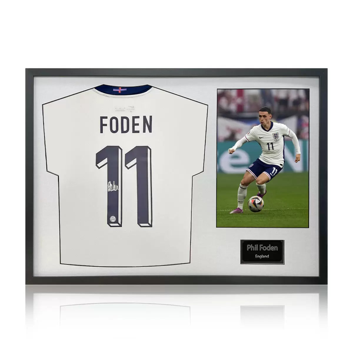 Phil Foden Signed Framed 2024 England Football Shirt inclduing 1 Photo in 2