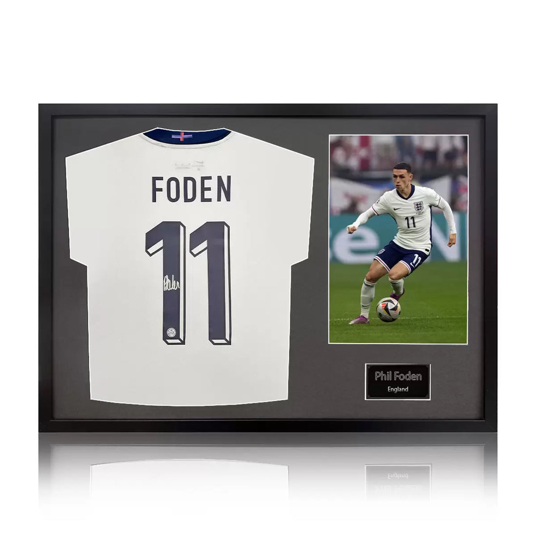Phil Foden Signed Framed 2024 England Football Shirt inclduing 1 Photo in 2