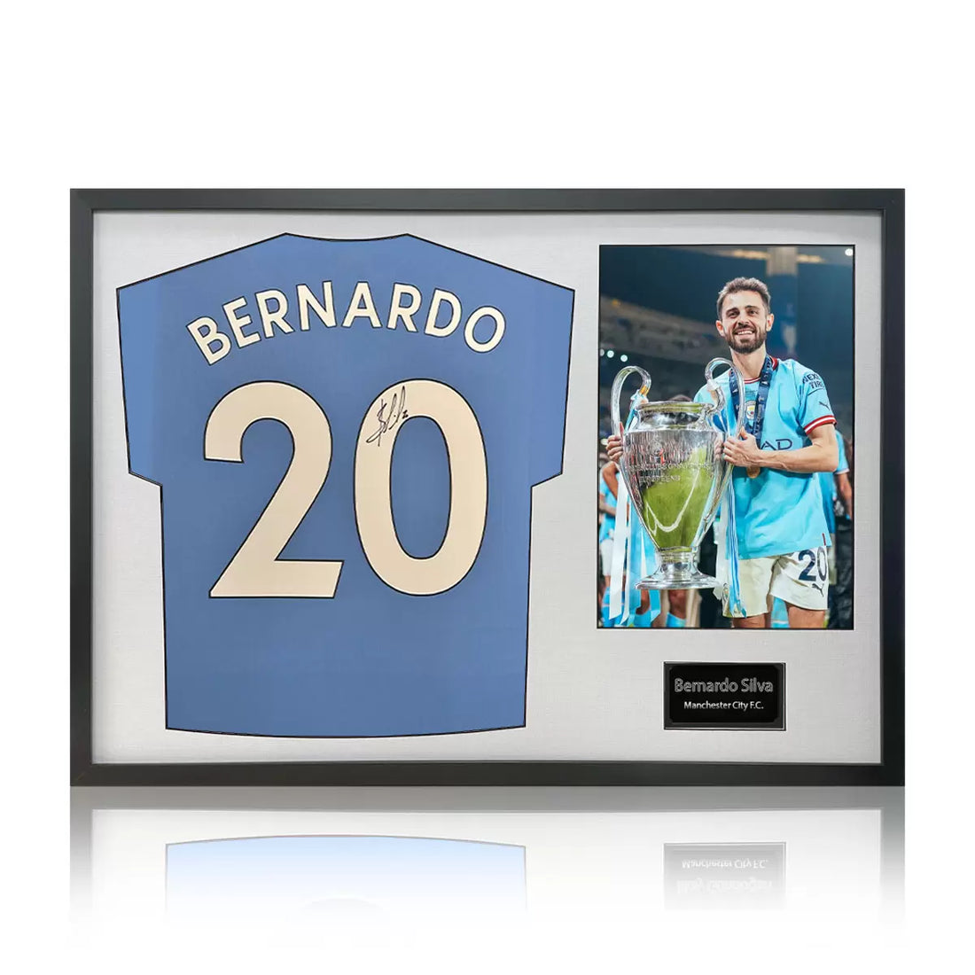 Bernardo Silva Signed Framed Manchester City Football Shirt including 1 Photo