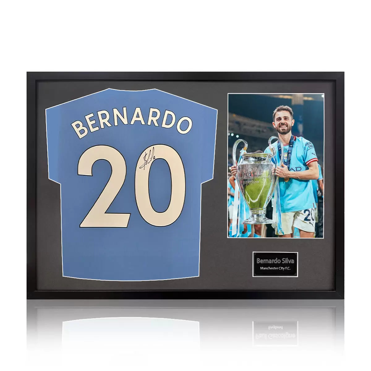 Bernardo Silva Signed Framed Manchester City Football Shirt including 1 Photo