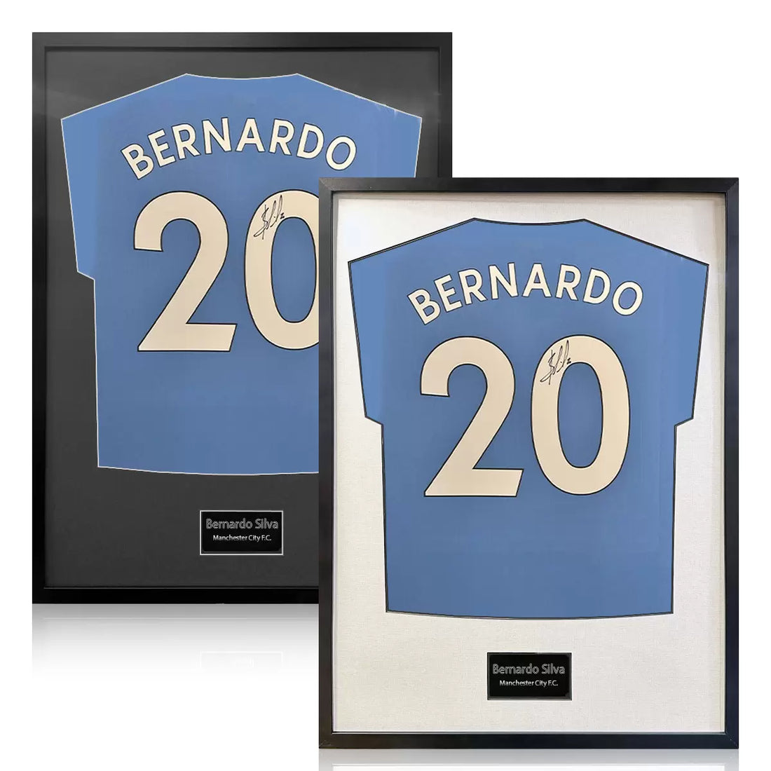 Bernardo Silva Signed Framed Manchester City Football Shirt in 2 Options: White