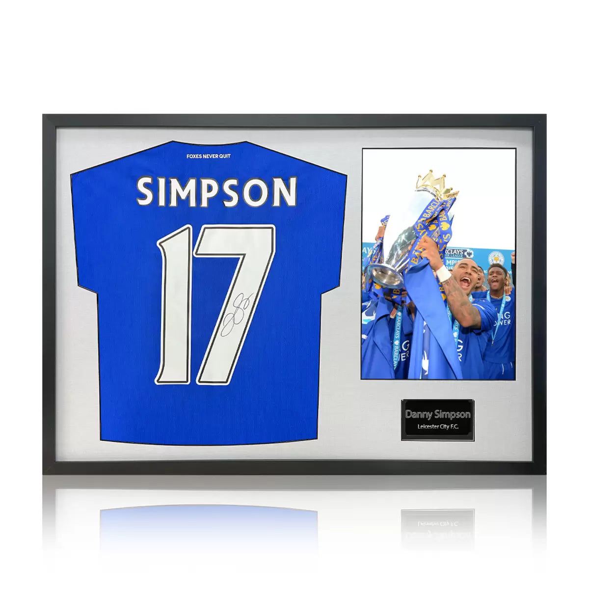Danny Simpson Signed Framed Leicester City Football Shirt including 1 Photo in 2