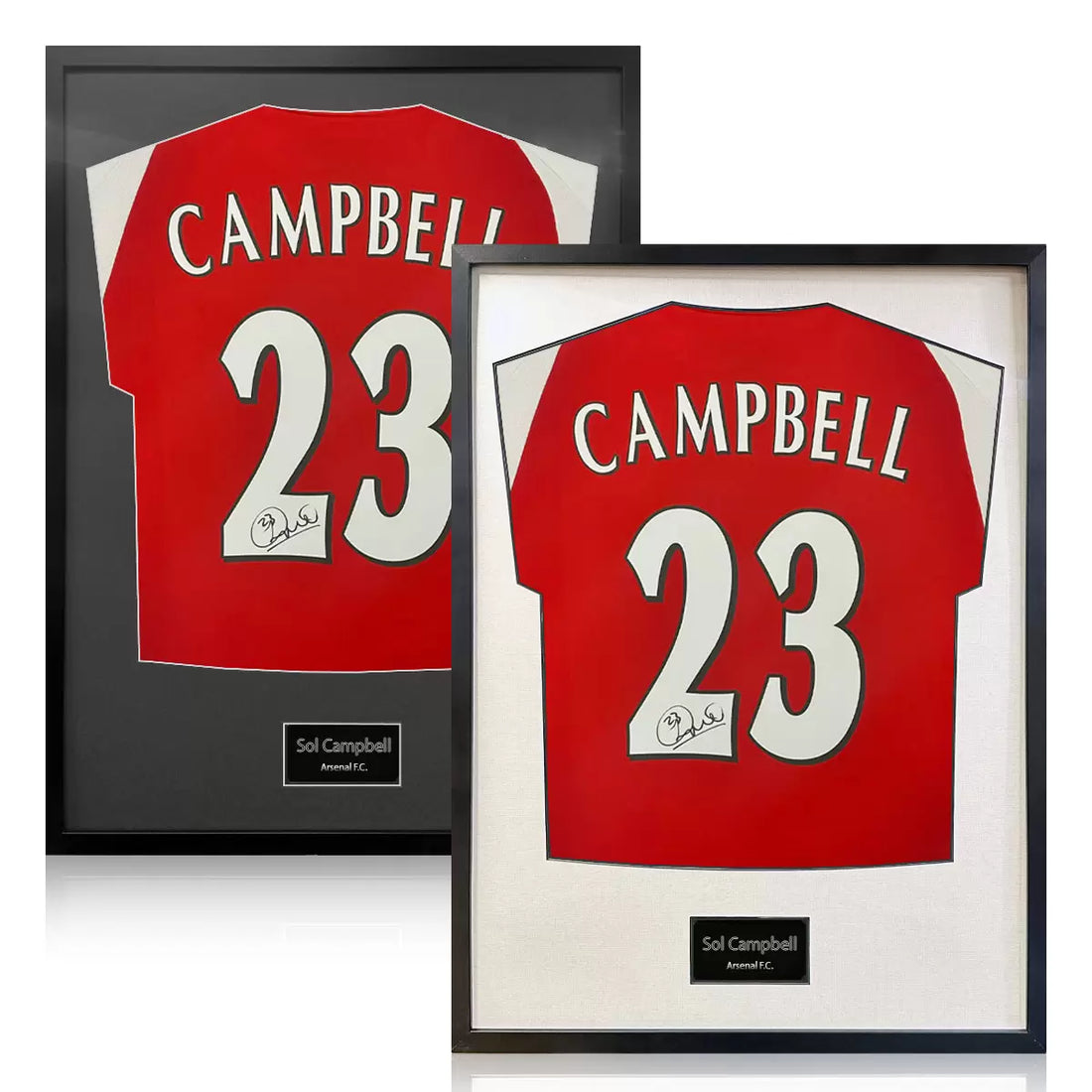 Sol Campbell Signed Framed Arsenal Football Shirt in 2 Options: White or Black