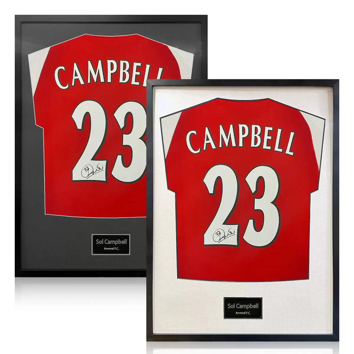 Sol Campbell Signed Framed Arsenal Football Shirt in 2 Options: White or Black