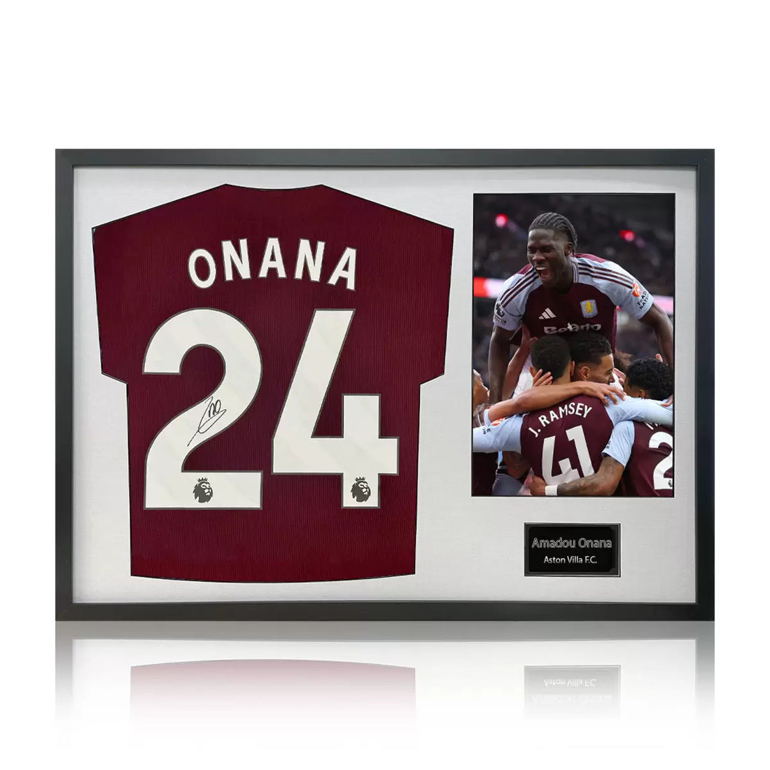 Amadou Onana Signed Framed Aston Villa Football Shirt including 1 Photo in 2