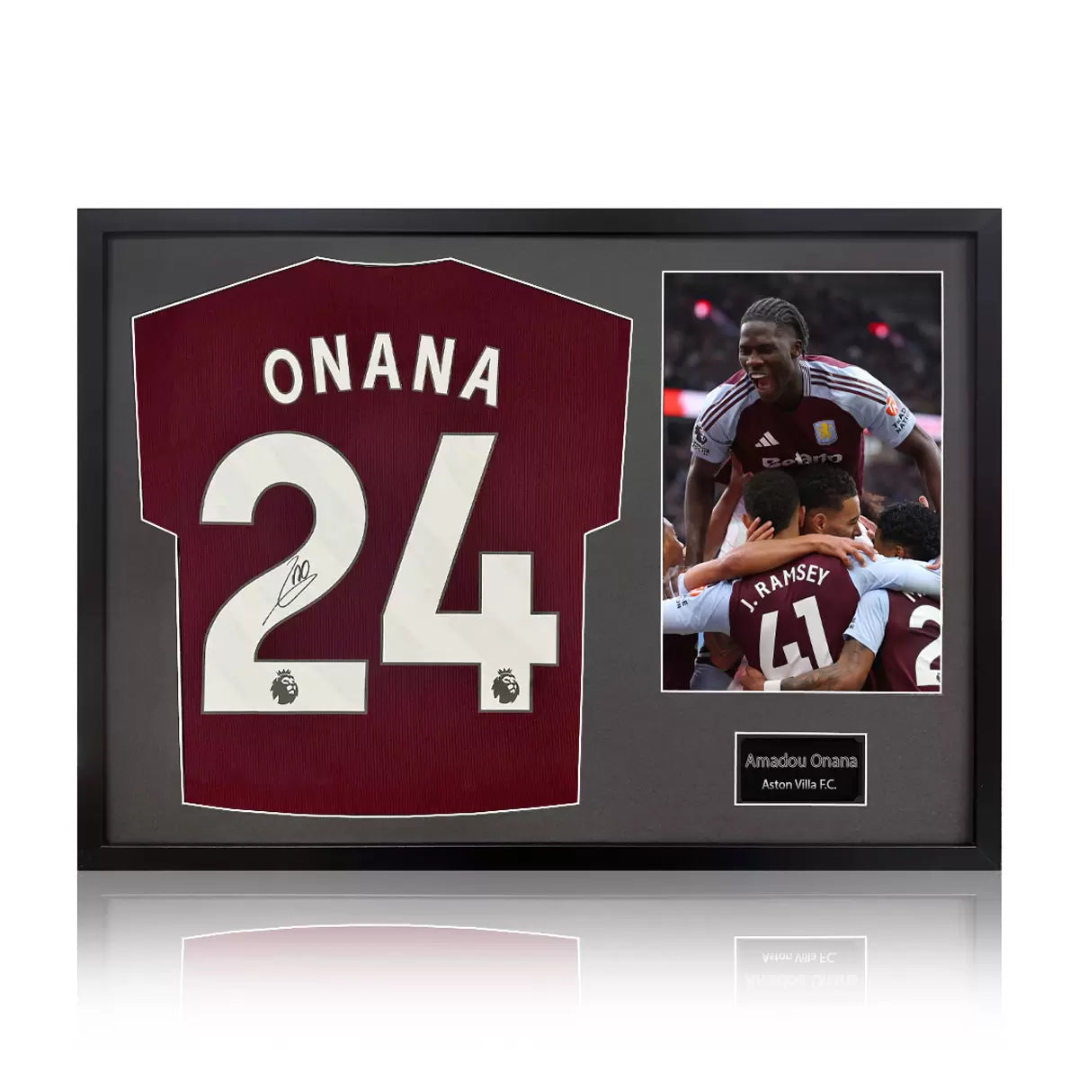 Amadou Onana Signed Framed Aston Villa Football Shirt including 1 Photo in 2