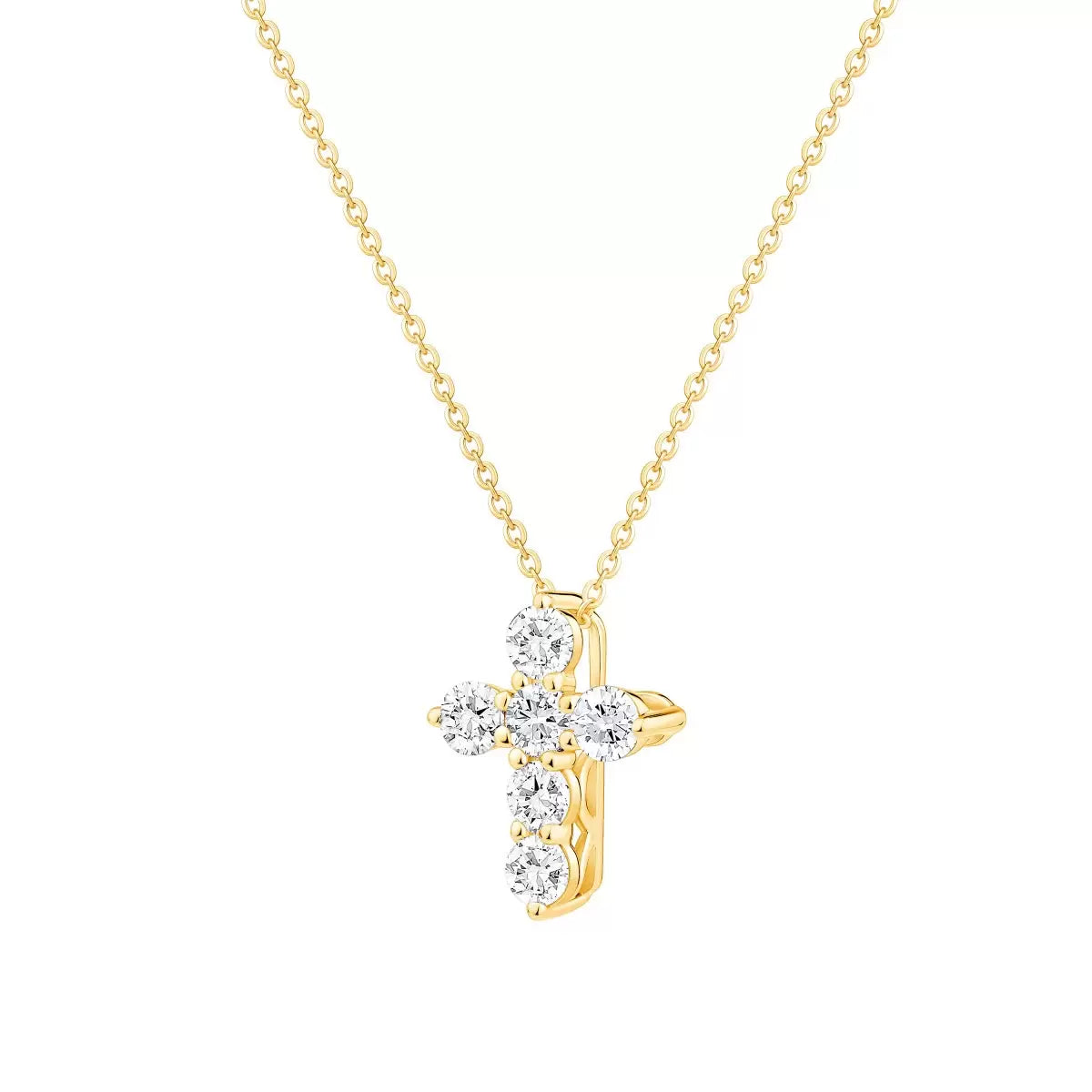 0.50ctw Round Brilliant Cut Diamond Cross Pendant, 14ct Yellow Gold